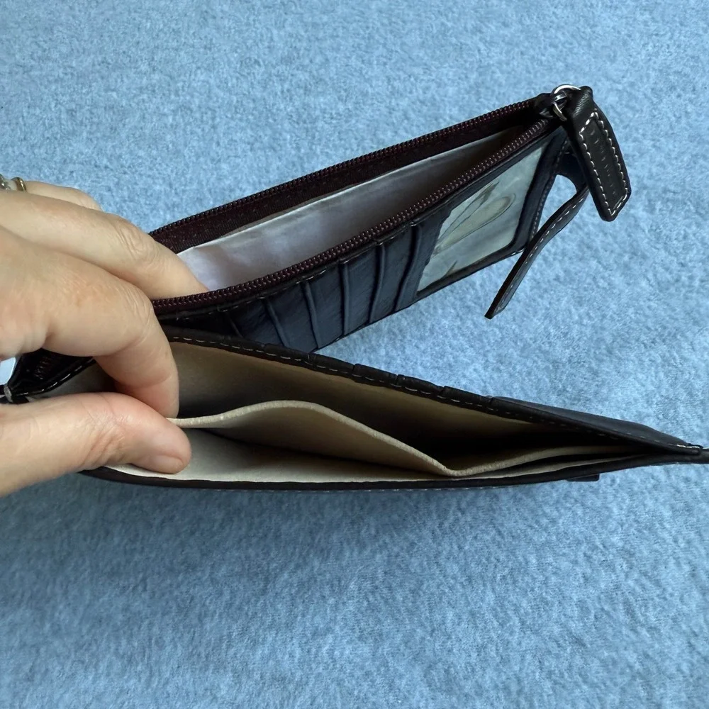 Levenger Black Leather BiFold‎ Wallet Card Holder Travel Organizer Monogram DLJ